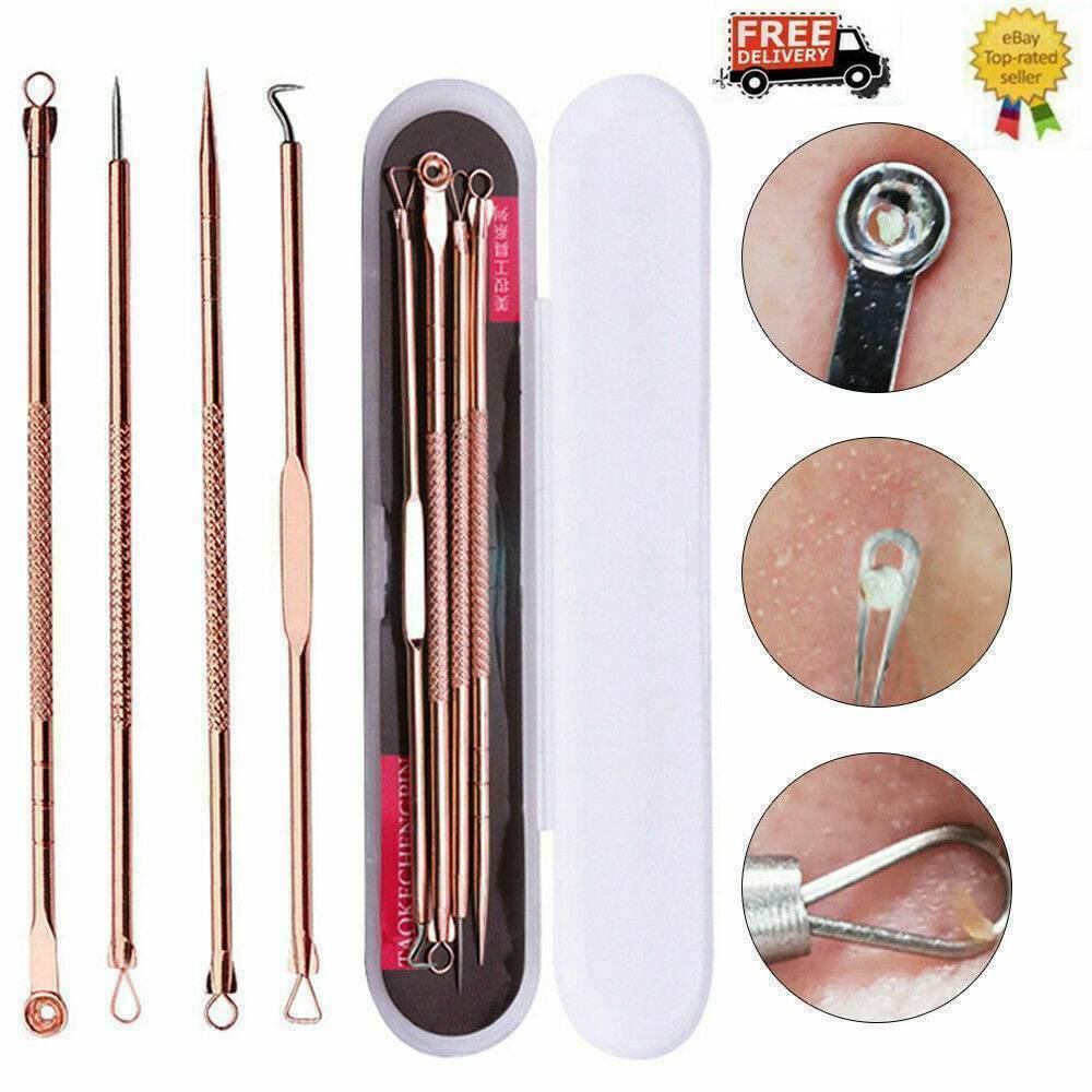 4Pcs Tool Kit Acne Extractor Remover Blackhead Pimple Needles Blemish Treatments