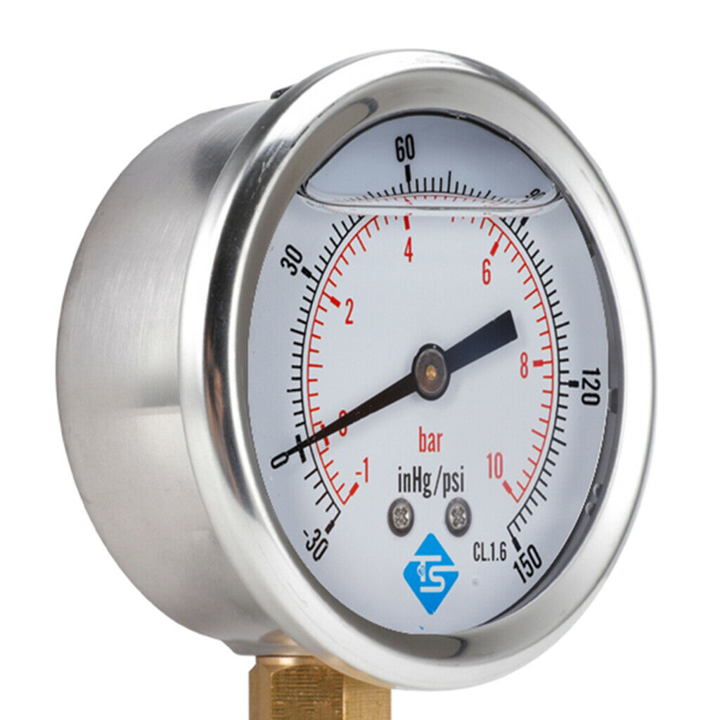 Vacuum Gauge S/Steel Case , -1-2bar,-30-30hg/psi , -1-7bar,-30-100hg/psi F