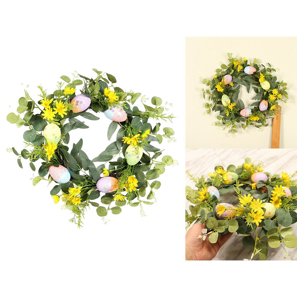Faux Easter Egg Eucalyptus Wreath Door Hanging Home Garden Indoor Decor