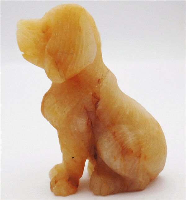 54x33x21mm Natural Yellow Jade Carved Dog Decoration Statue Home Decor HH7746