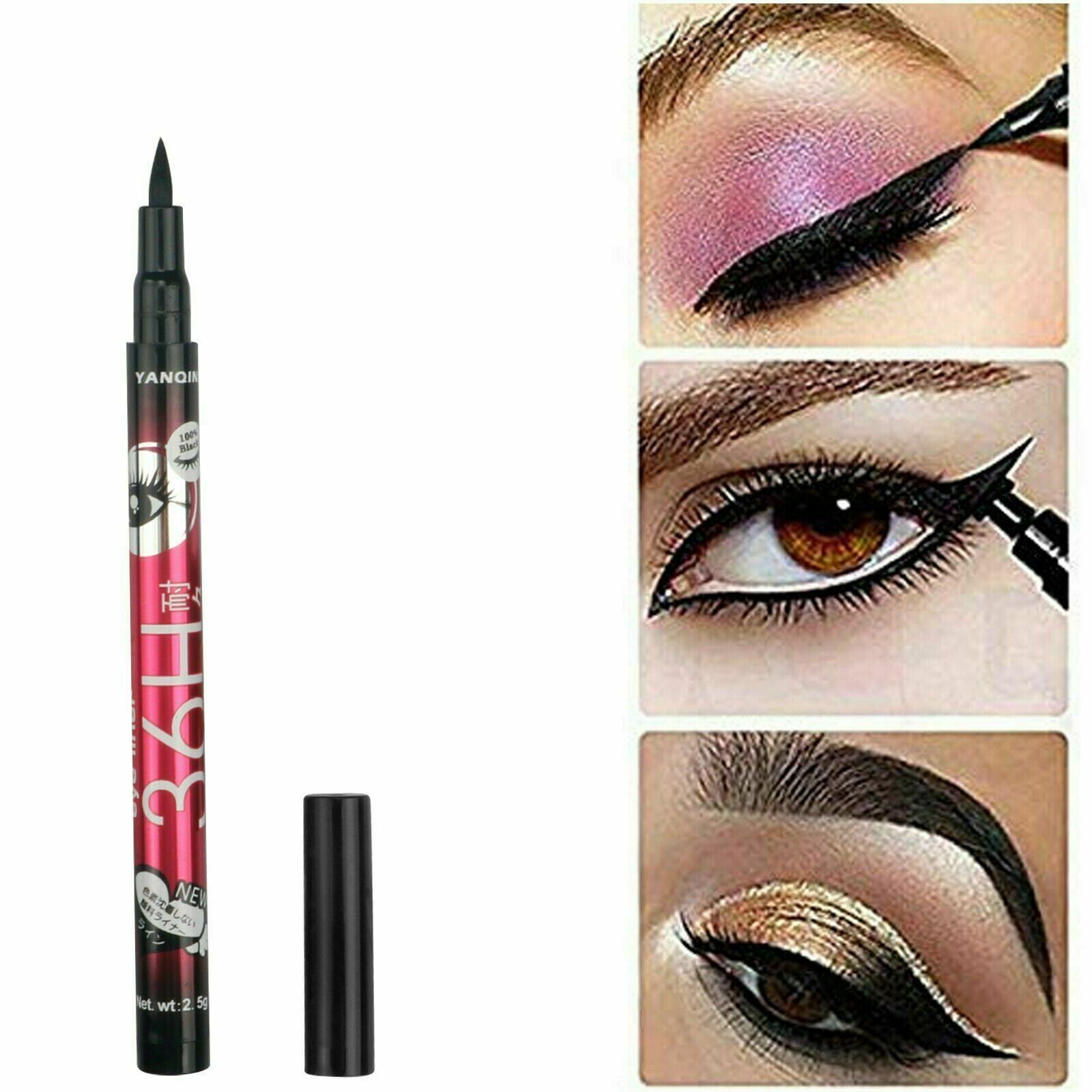 36H Eyeliner Waterproof Liquid Eye Liner Felt Tip BLACK Eye Liner Pencil Make Up