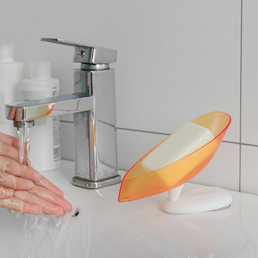 Free Suction Cup Plastic Soap Box Drain Rack Soap Holder Soap Dish Storage