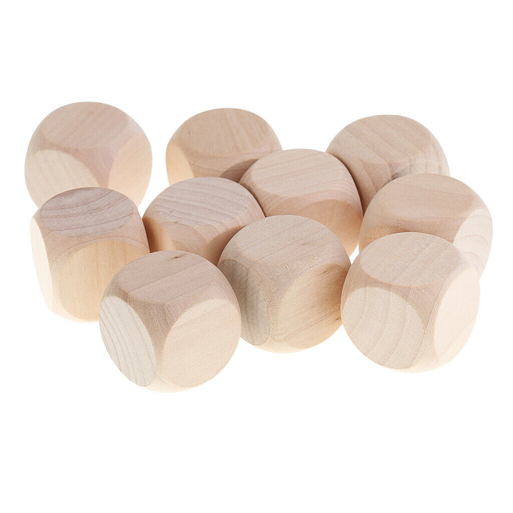 10Pcs Wooden Dice Six Side Dice 6 Side Dices 30mm for Kids Bulding Blocks