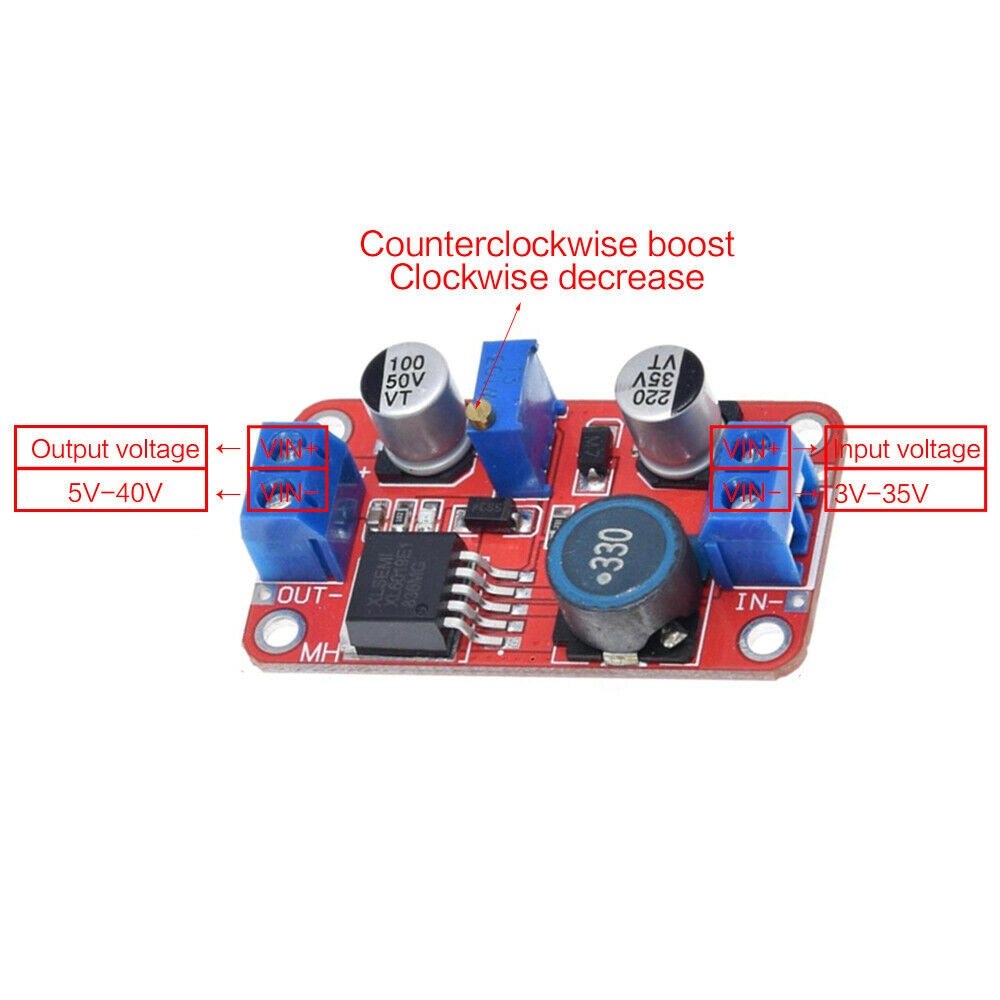 5A XL6019 High-Power Adjustable DC-DC Step Up Power Module Boost Volt Converter