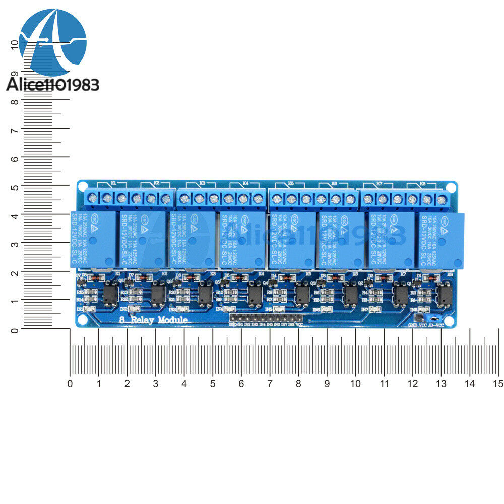 12V 8Channel Relay Module with Optocoupler for Arduino UNO 2560 1280 ARM PIC AVR