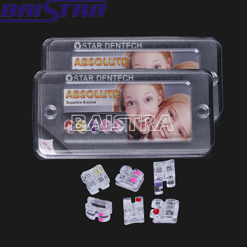 2XABSOLUTE Dental Orthodontic Sapphire Ceramic Brackets Braces Roth 022 Hooks 3