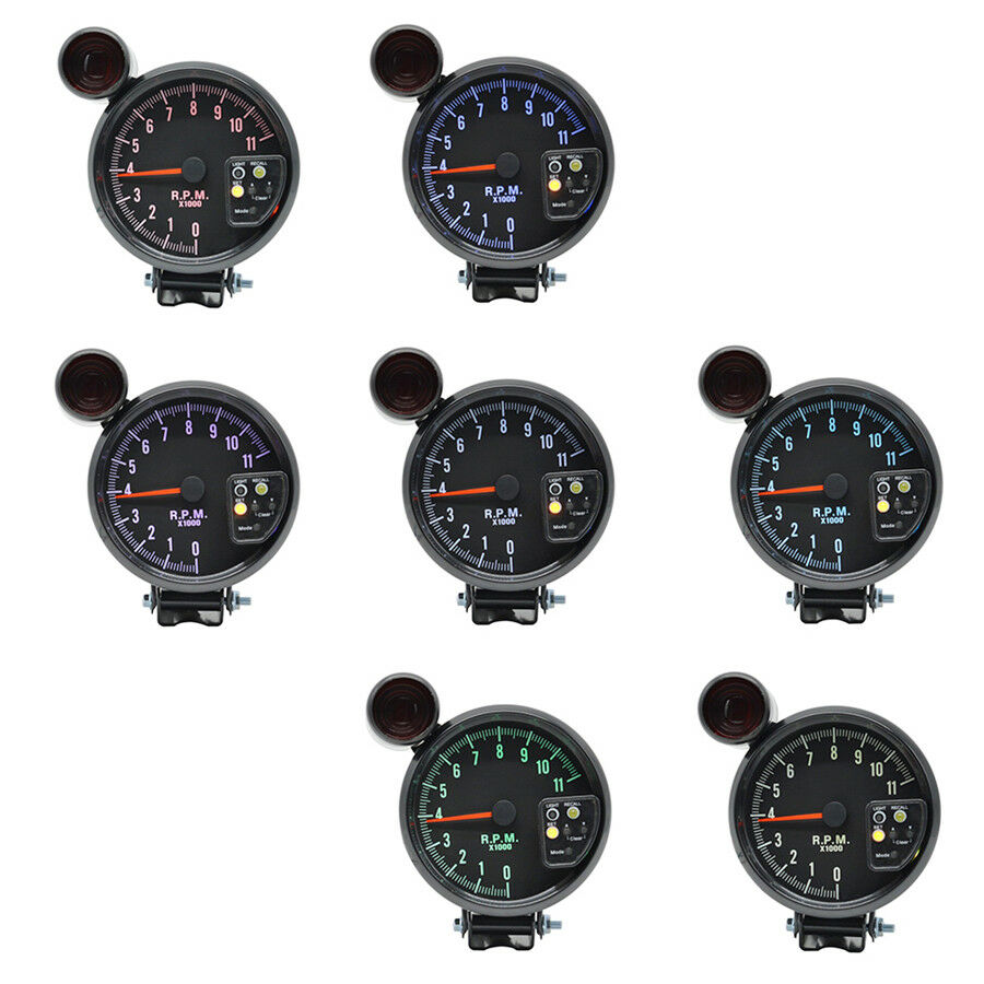 5"7Color Backlight Stepper Motor Car RPM 11000K Tachometer Gauge LED Shift Light