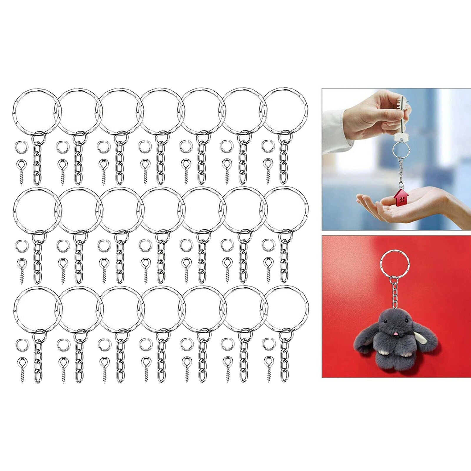 50Sets Empty Keychains Split Key Ring Crafts Chain Rings Wholesale