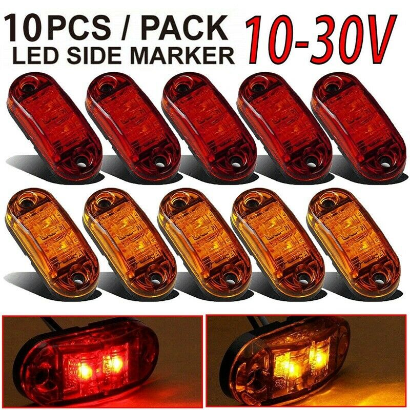 5X Amber+5X Red LED Car Truck Trailer RV Oval 2.5 inch Side Clearance Marker LT8