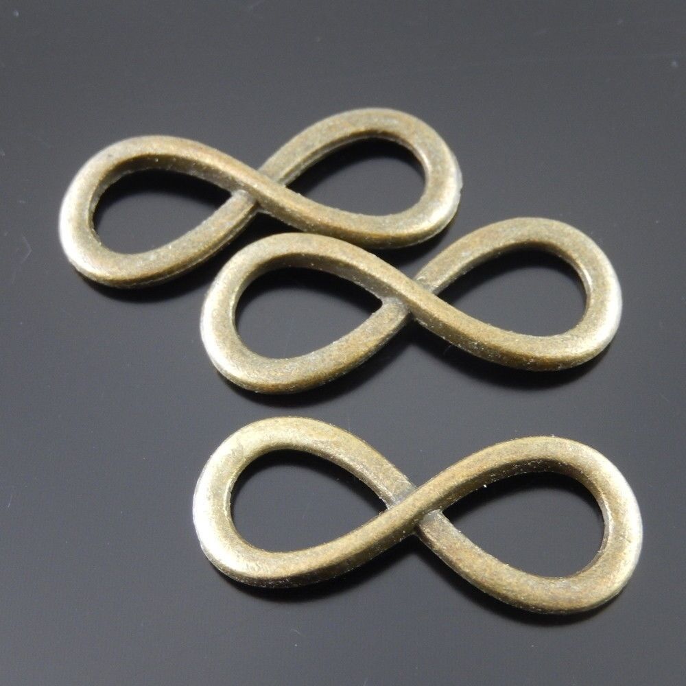 10 Retro Bronze Infinity Charm Bracelet Connector Alloy Pendant Jewelry 31*13mm