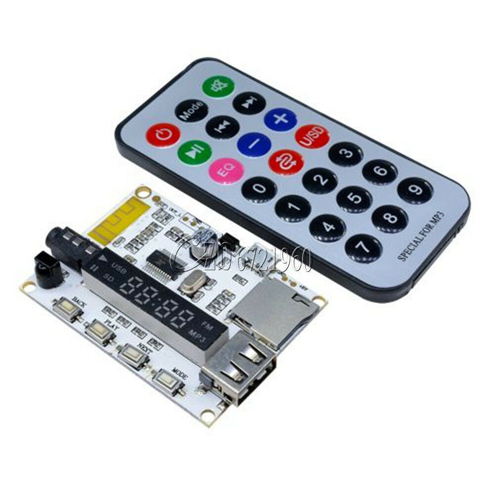 Wireless Bluetooth MP3 FM Decoder Board Audio Remote Module USB TF Radio For Car