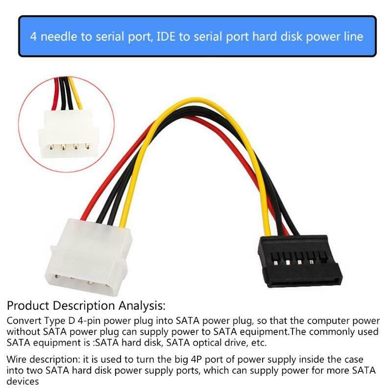 omputer Connection And Plugin 4 Pin Splitter Extension Cable SATA to Molex
