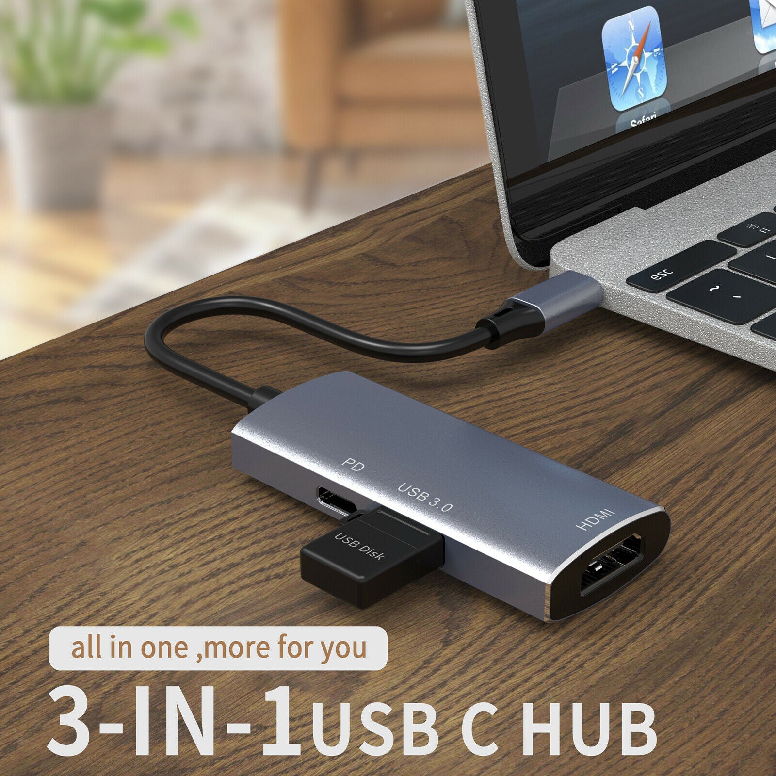 3-in-1 USB-C Hub 4K@30Hz HDMI for Macbook for Nitendo Switch Keyboard HDTV