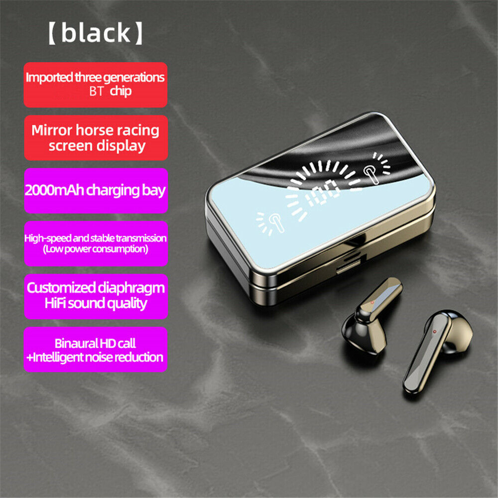 Stereo Waterproof Bluetooth-compatible Wireless Headphones 2000mAh Charging Box