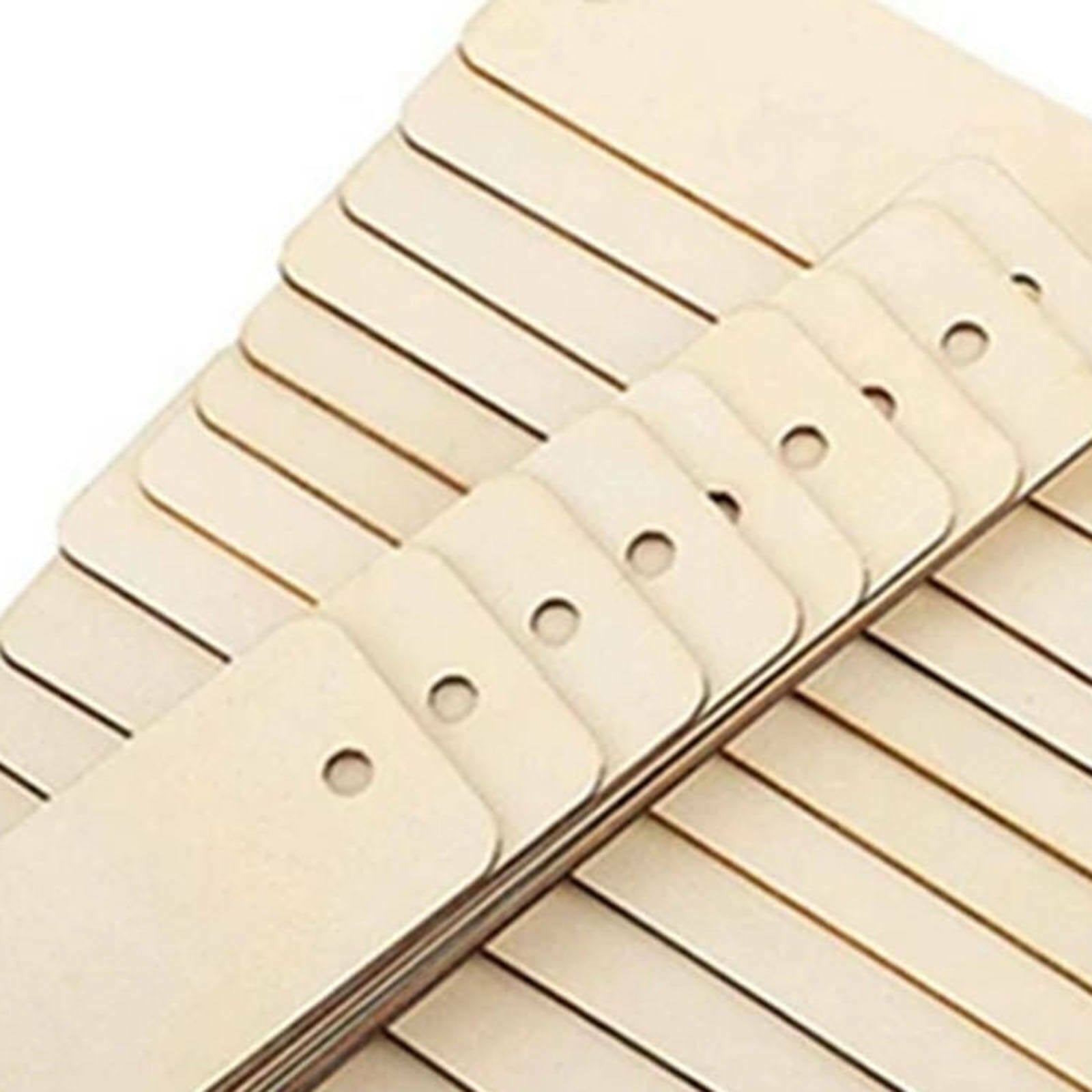20x Unfinished Wooden Blank Bookmarks Crafts Thin Label with Tassels for