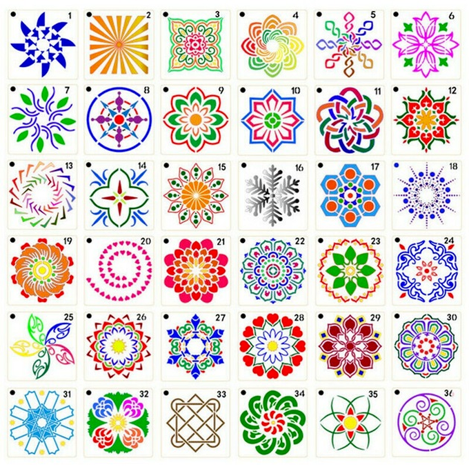 36* Painting Stencils Mandala Stencils Mandala Dot Templates For Rocks Wood DIY