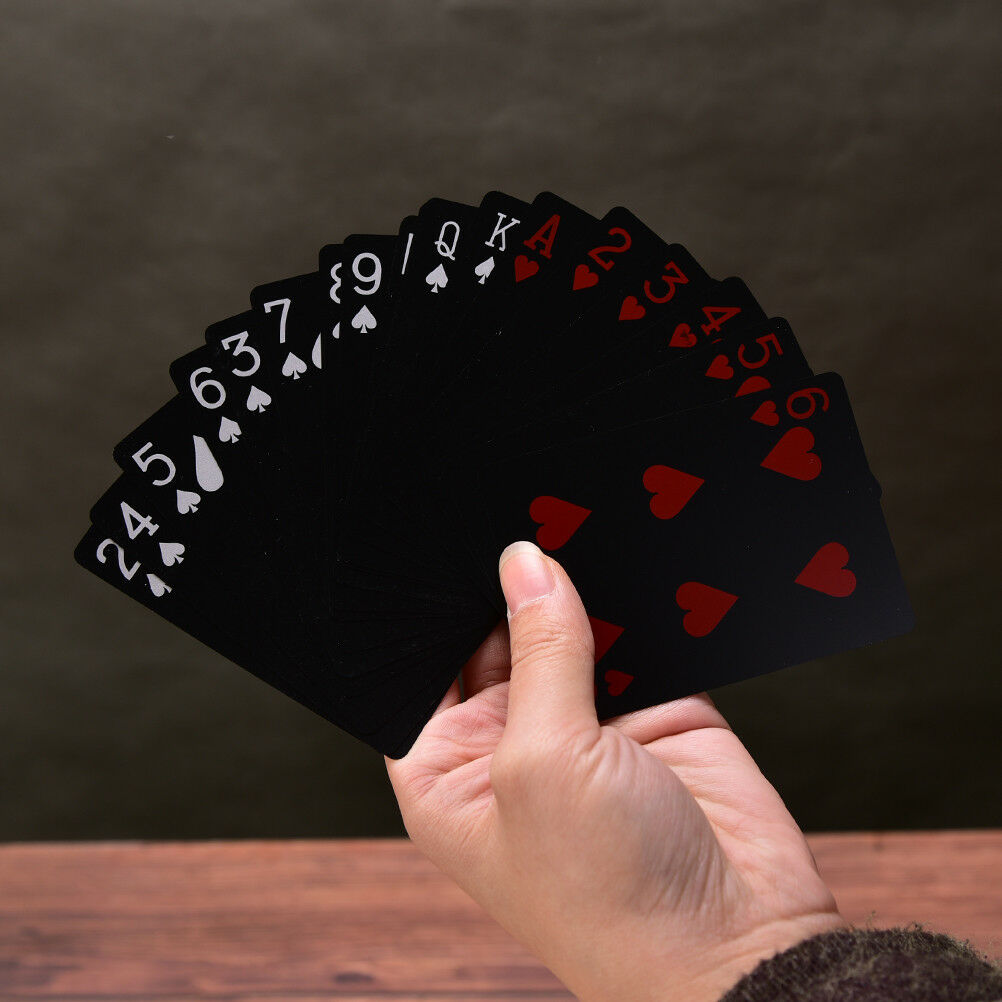 Waterproof Black Plastic Playing Cards Collection Poker Cards Board Games Pip US