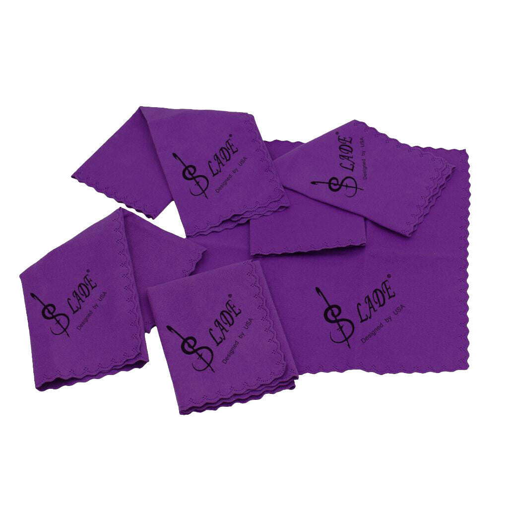 5pcs Microfiber Cleaning Polishing Cloth for Musical Instrument Accs