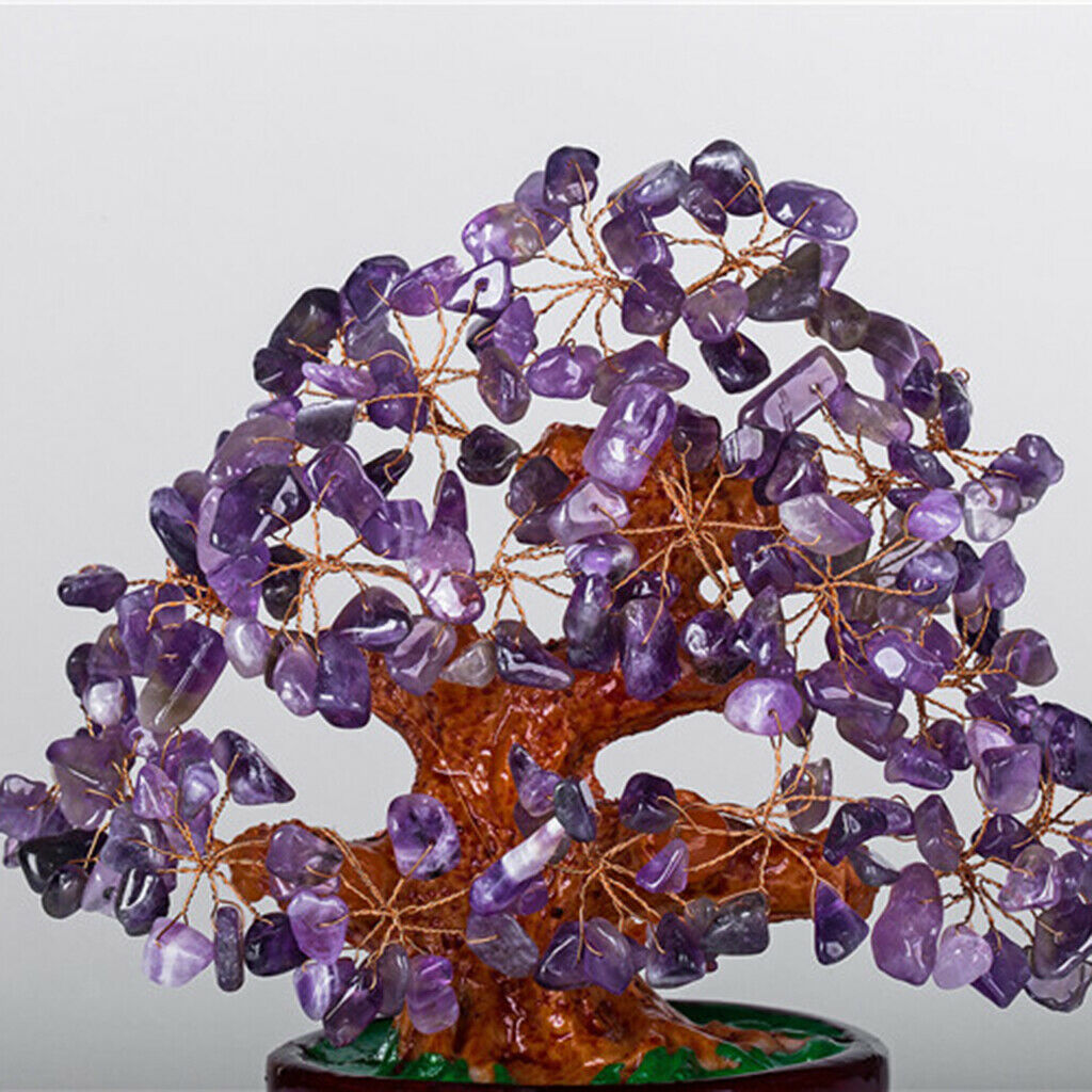 2X 7inch Bonsai Crystal Money Tree Wealth Luck Tree for Office Home Decor Gift
