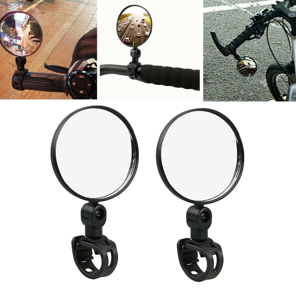 2-part flat adjustable bicycle rearview mirror. Robust handlebar
