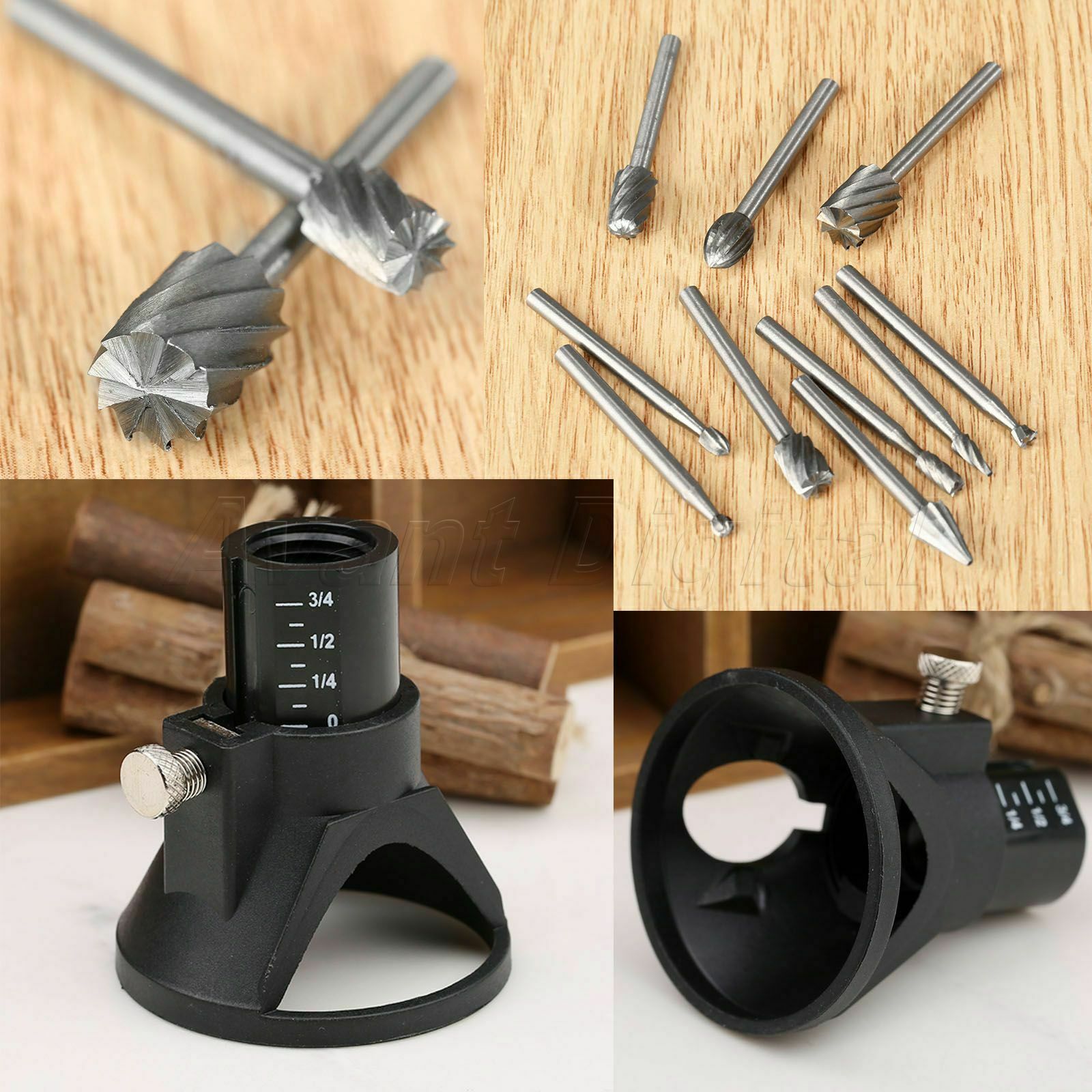 3mm HSS Grinding Bits Burr Rotary File & Drill Locator Chamfering Carving Tool