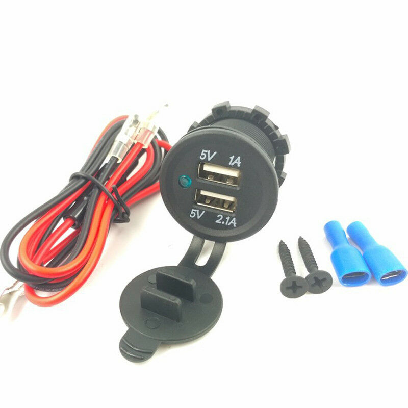 DC 12V/24V Dual USB Power Motorcycle Car Cigarette Lighter Charger Socket.l8
