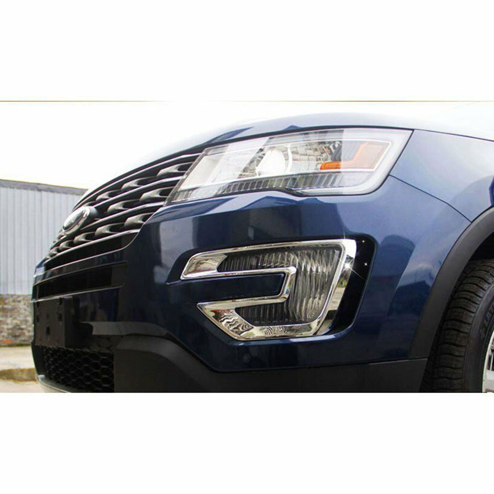 Chrome ABS Car Front Fog Light Lamp Cover Trim For Ford Explorer 2016 2017
