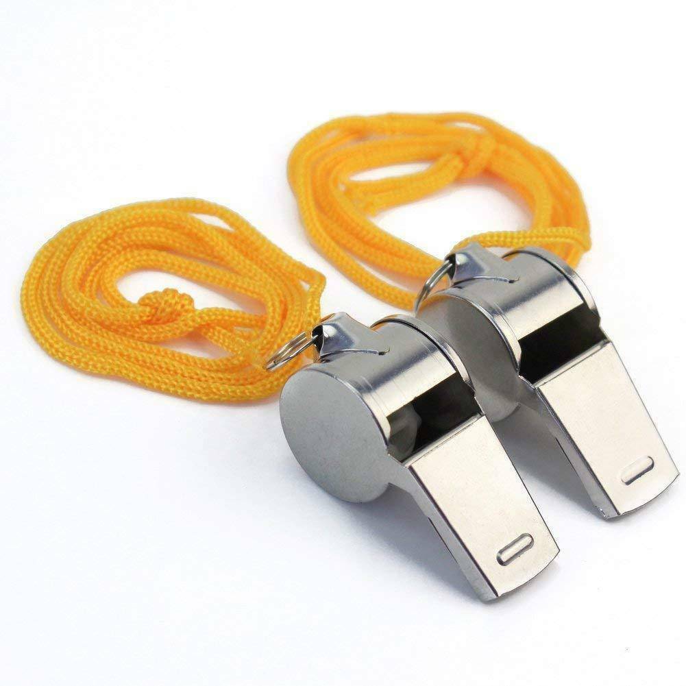Football Soccer Sports Camping Metal Referee Whistle Lanyard Emergency Survival