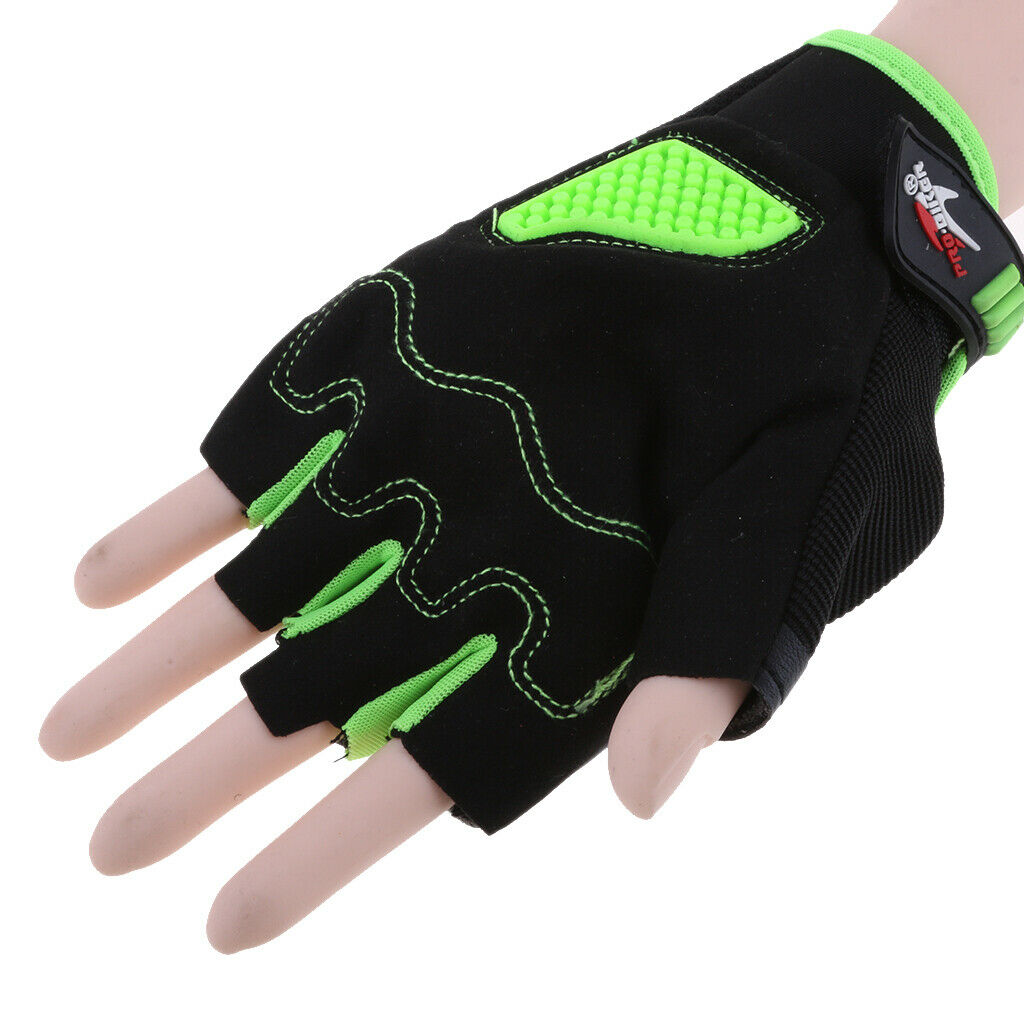 Green Half Finger Gloves for Motorcycle Bicycle Riding Cycling Sports XL