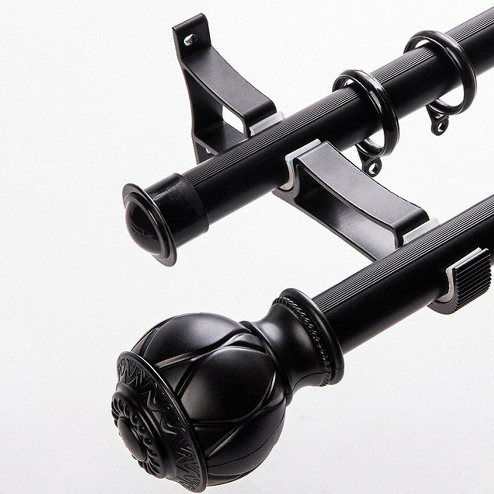 6 Pieces Curtain Brackets Wall Mounted Drapery Rod Holder Hardware Black