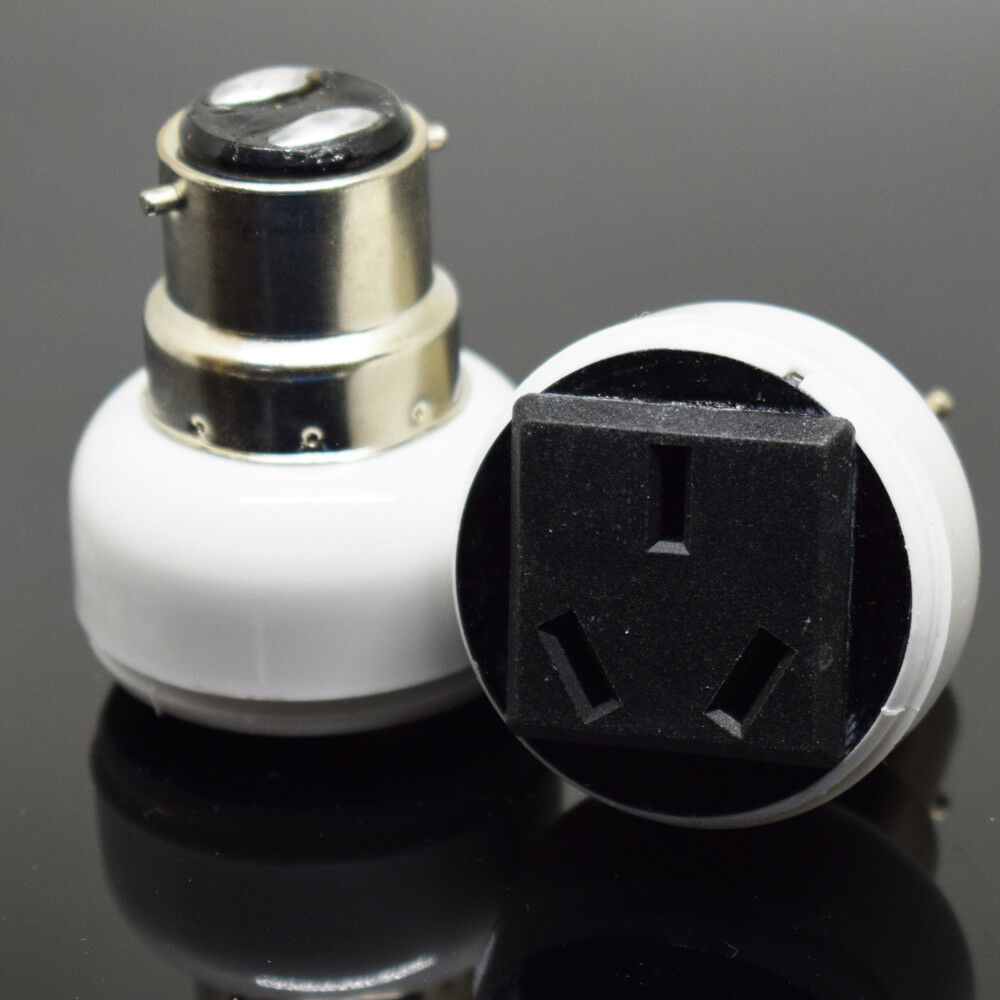5pcs B22 Male to Int'l Standard 3 Prong Holes Female Socket Bulb Lamp Adapter