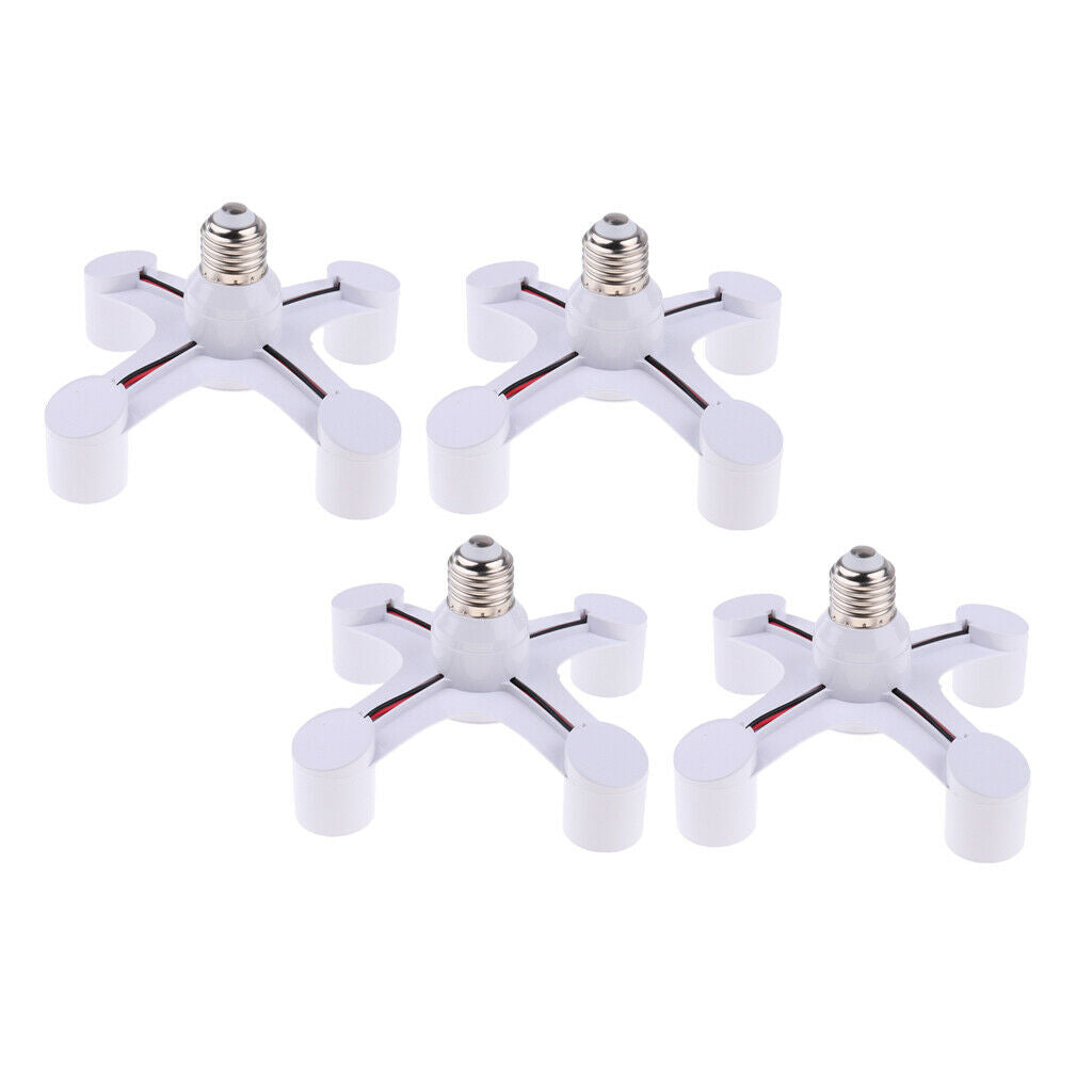 4PCS 4 in 1 Light Socket Adapter Splitter Lamp Holder Converter for E27 Bulb
