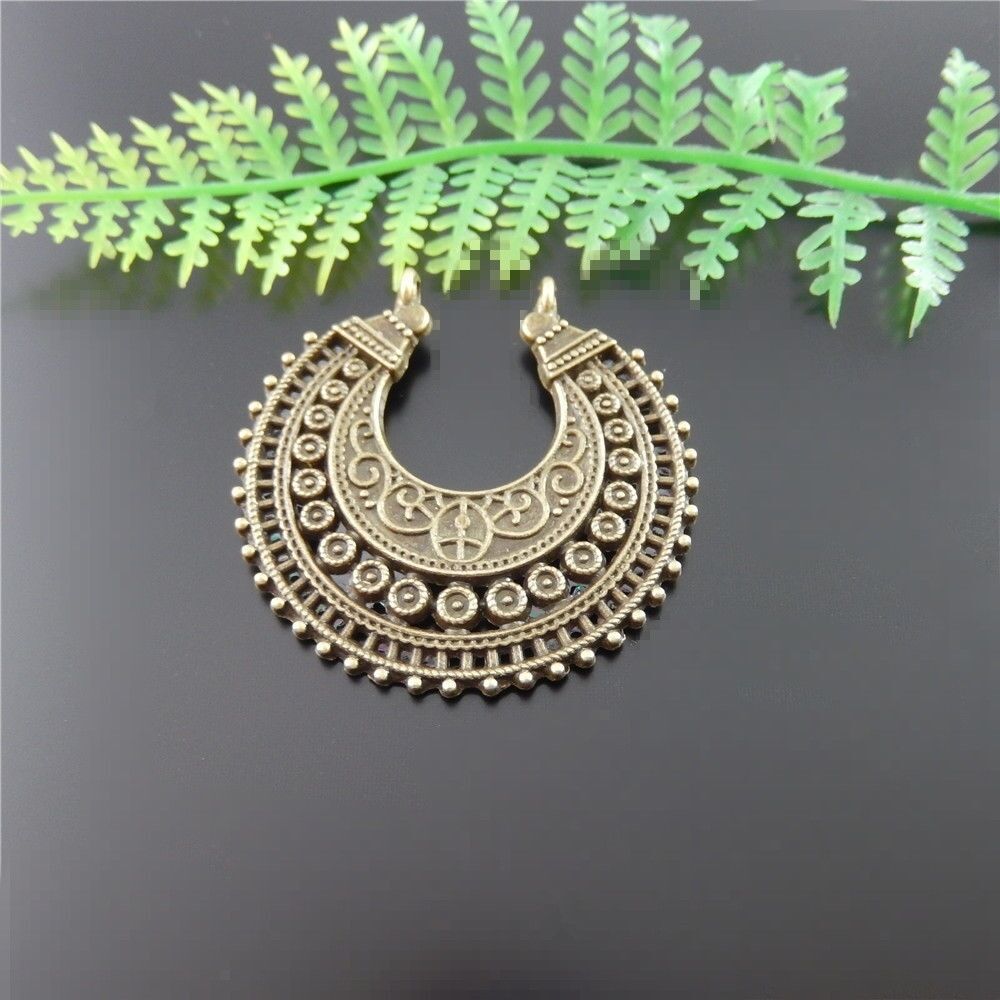 10pcs Antiqued Bronze Alloy Floral Half Moon Charms Pendant Jewelry Craft 51512