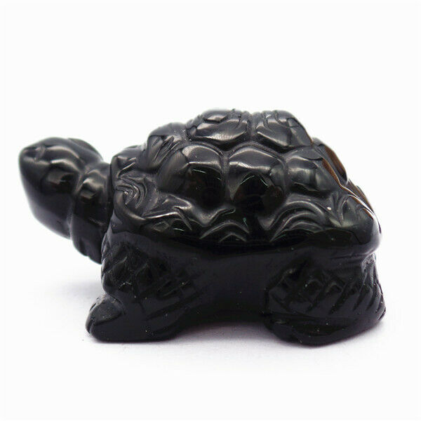 50x31x25mm Black Obsidian Carved Sea Turtle Decoration Statue Home Decor HH7941