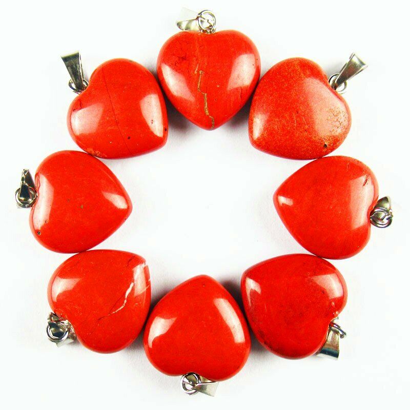 10pcs 27g Natural Red Jasper Heart Pendant Bead 16x16x7mm A-223SK