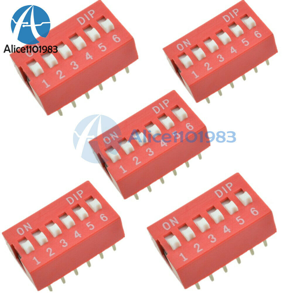 20PCS 6-Position Slide Type Switch Module 2.54mm 6-Bit Way DIP Red Pitch