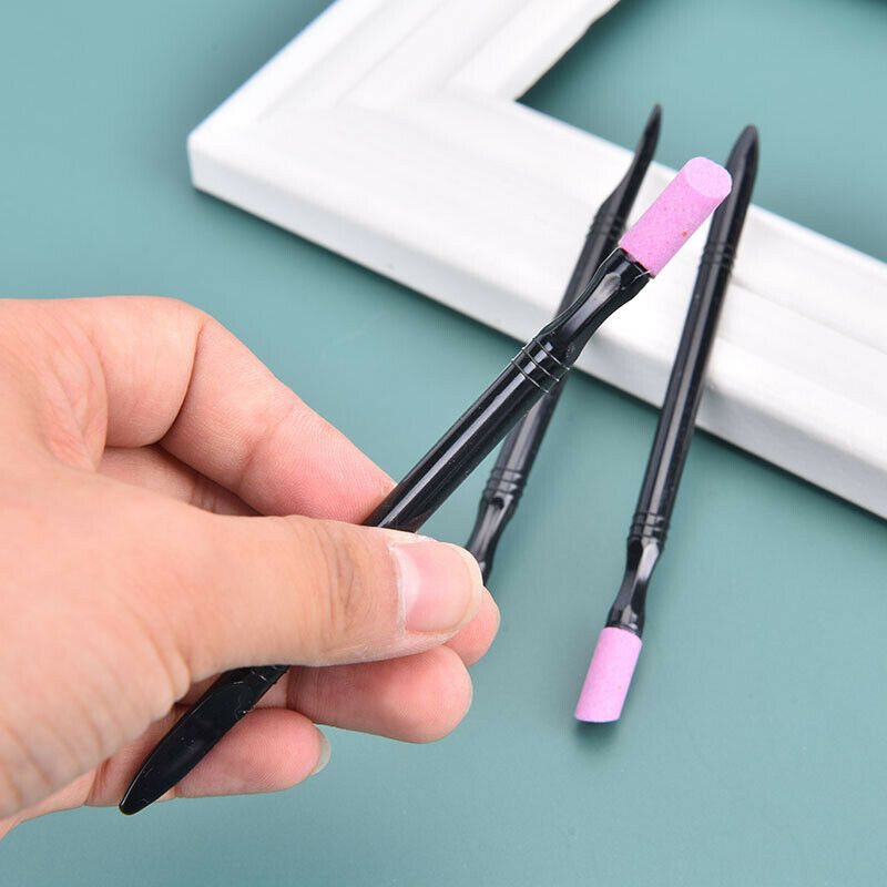 1PC Nail Art Quartz Pusher Cut Tool Manicure Stone Polish Stick Grinding RodFCA