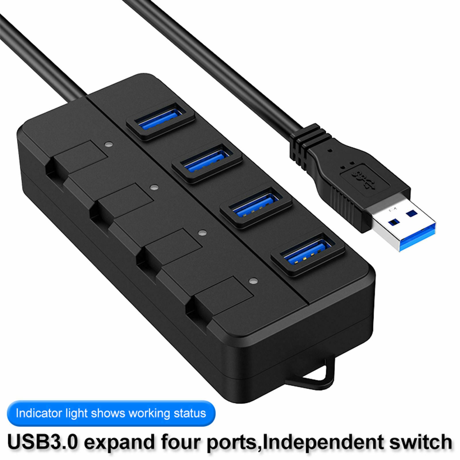 4 Port USB 3.0 Hub Splitter w/ Individual On/Off Switches Fast Data Transfer