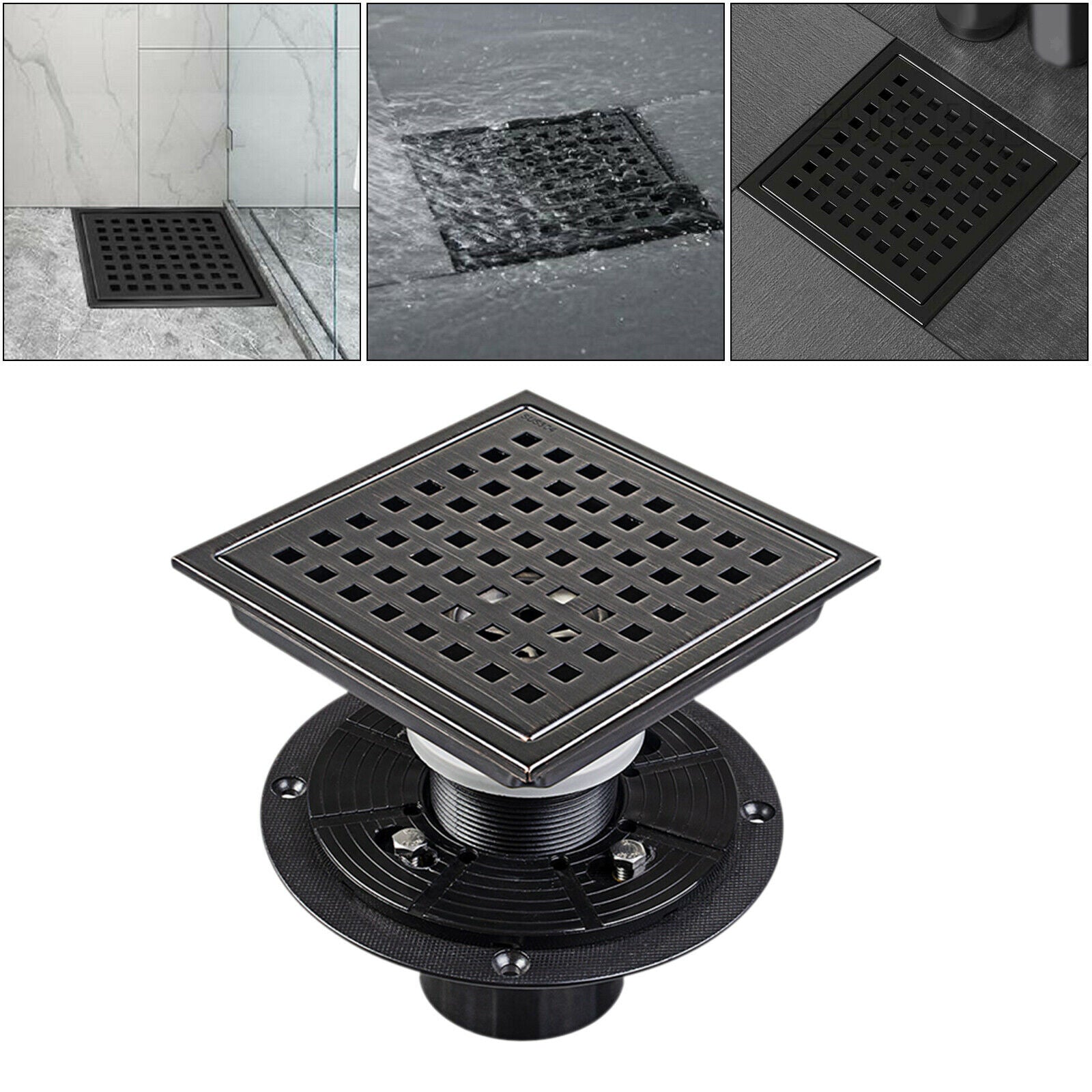 Square Shower Floor Drain Strainers Floor Waste Grates Grid Grate Black