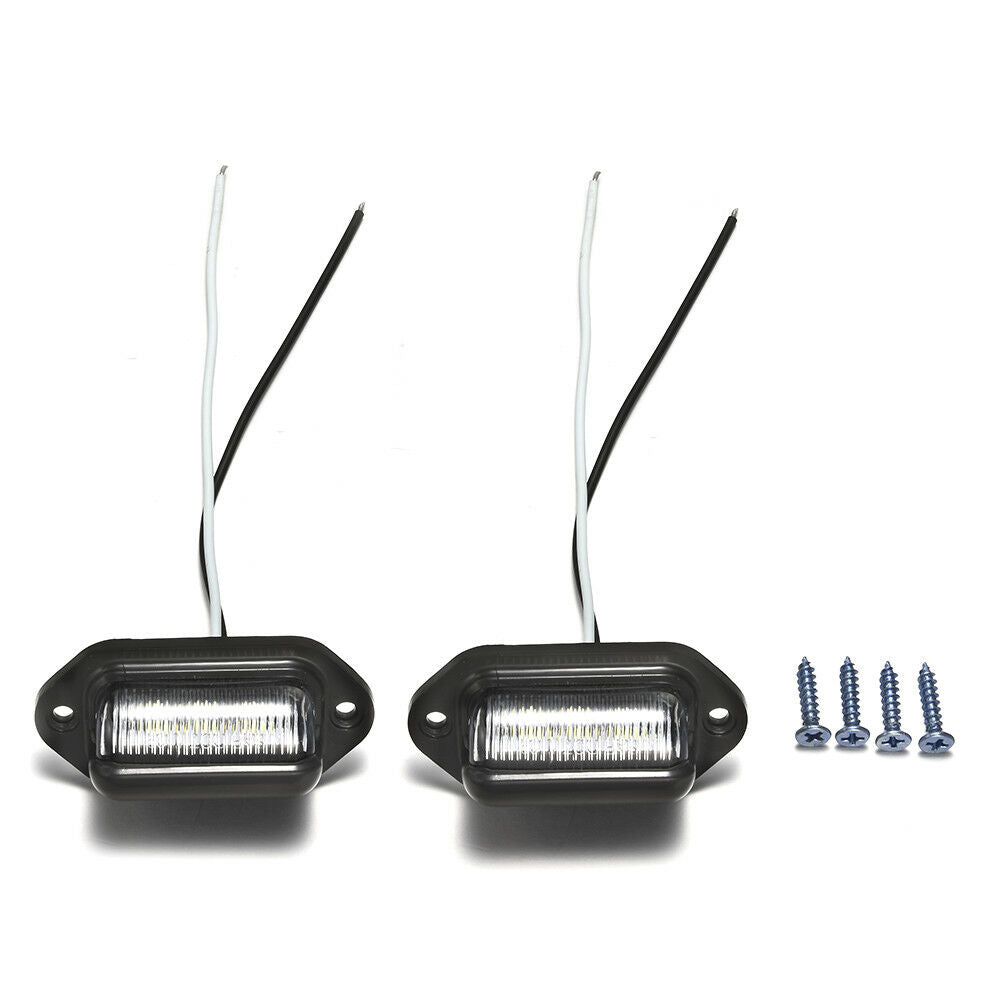 2X Waterproof 6 LED 12V License Plate Light Car Boat Truck Trailer Step Lamp ~