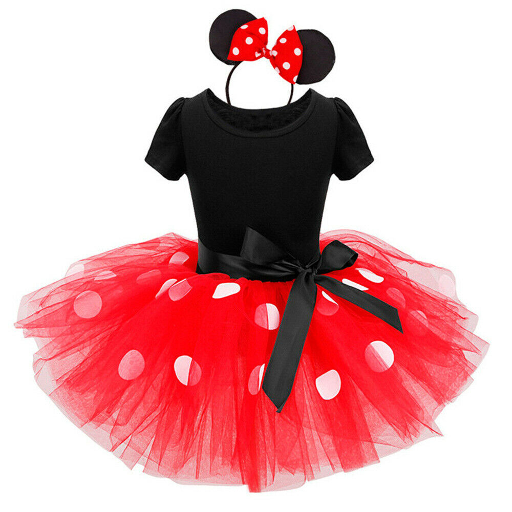2Pcs/Set Baby Girls Minnie Mouse Princess Tutu Dress Headwear Party Outfits
