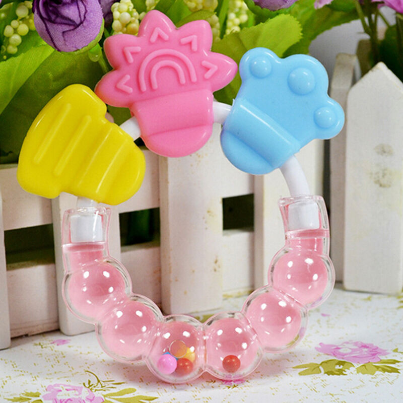 Healthy Baby Kids Rattles Biting Teething Teether Balls Toys Circle Rin.l8