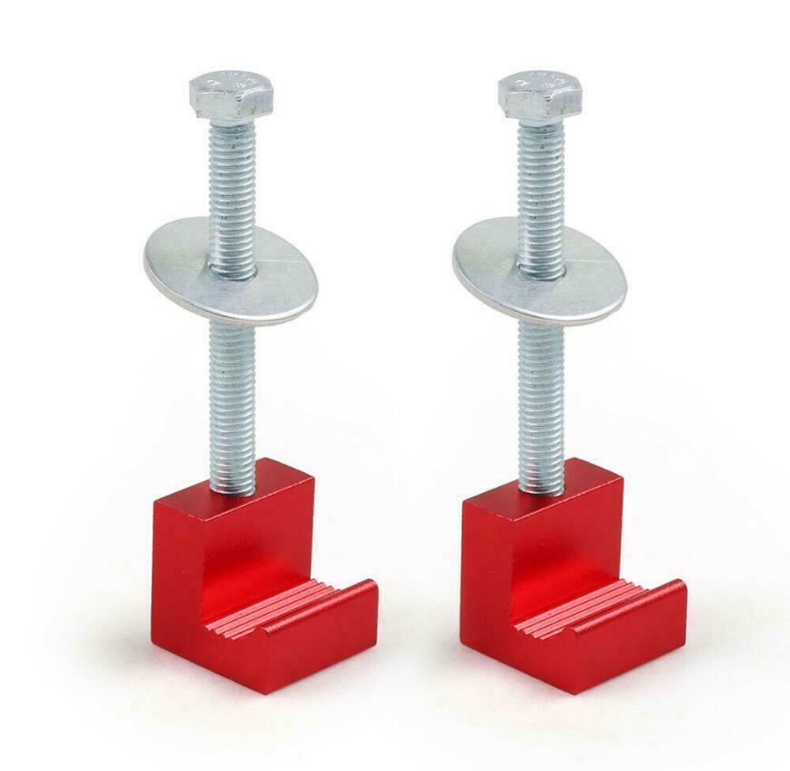 2X Mounting Clamps For Pickup Truck Tool Box Tie Down J Hook Crossover（Red）