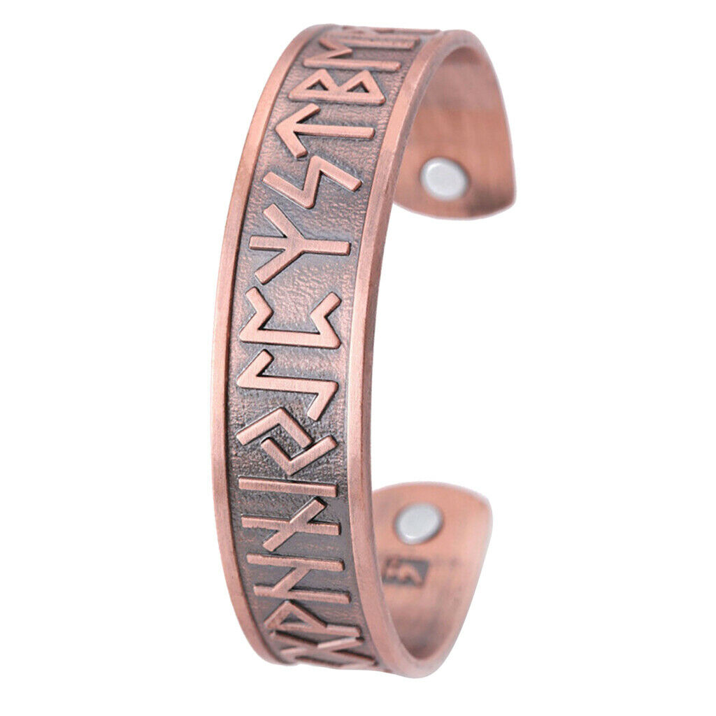 2pcs Nordic Viking Scandinavian Runes Jewelry Bracelet Wide Cuff Wristband