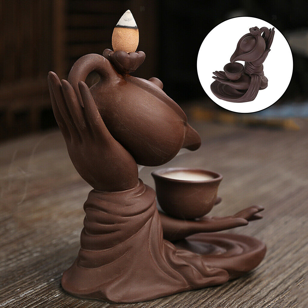 Purple Clay Incense Burner Holder Waterfall Backflow Home Yoga Room Temple
