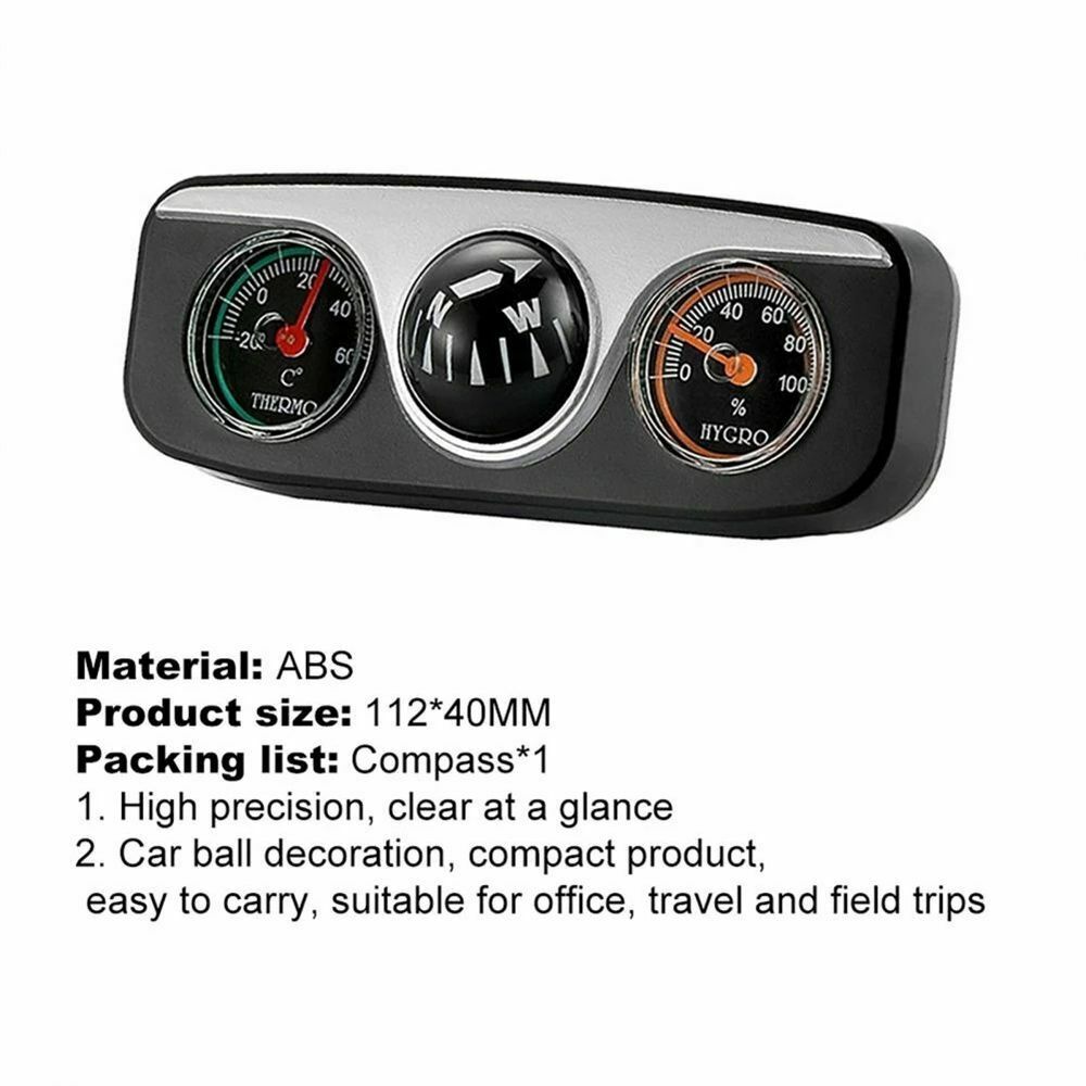 Navigation Ball Map Travel Thermometer Hygrometer Car Vehicle Dashboard 3 in 1