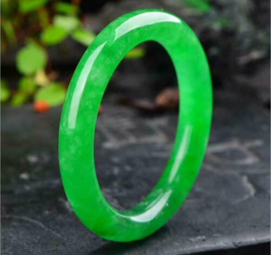 58-60mm Natural Emerald Green Jadeite Jade Bangle Bracelet Handmade