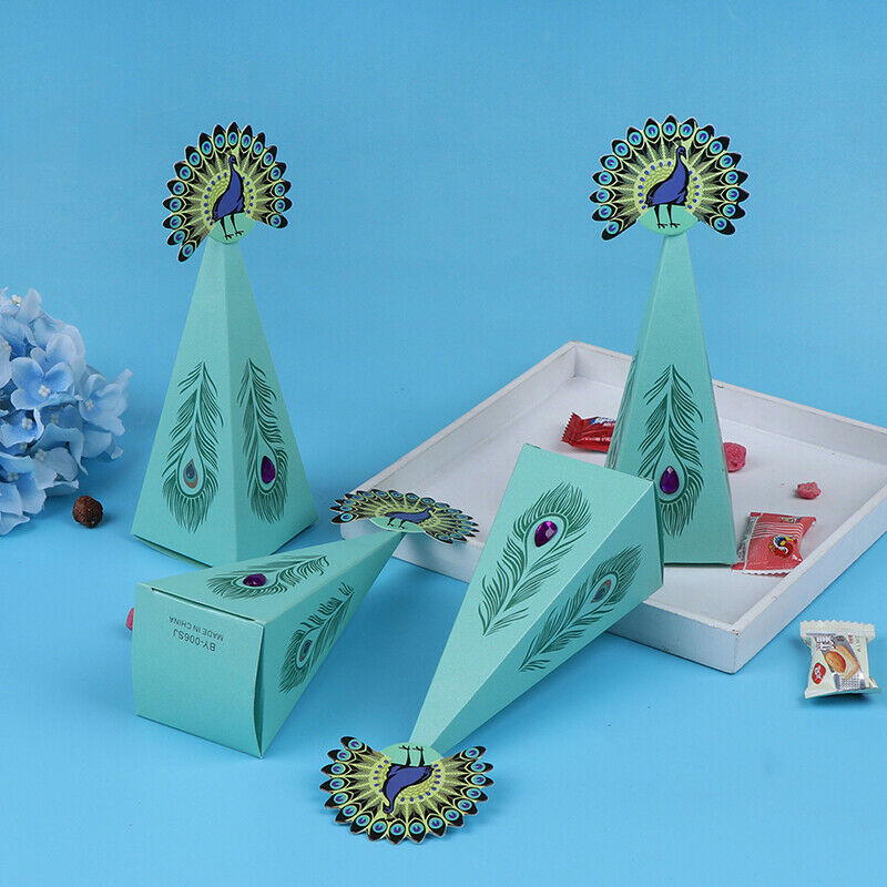 20pcs Peacock Party Candy Boxes Peacock Theme DIY Gift Box Kids Birthday ZTK Qx