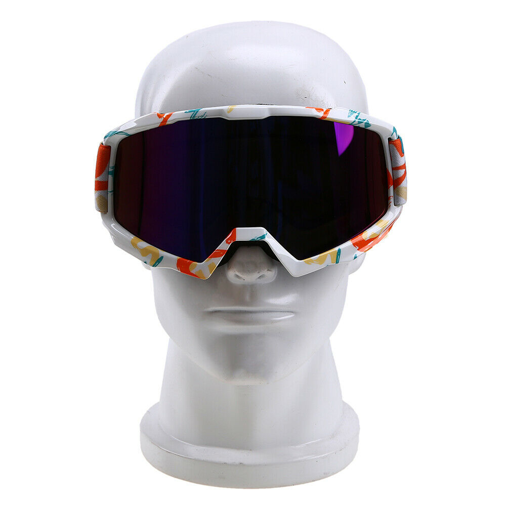 Ski Goggles Glasses Single layer lens UV 400 White & Blue Frame Green LenslZ26sj