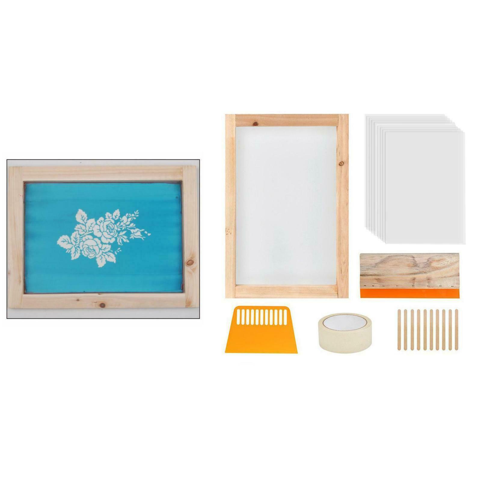 24x Screen Printing Kit Tool with Wooden Silk Screen Printing Frame Masking Tape